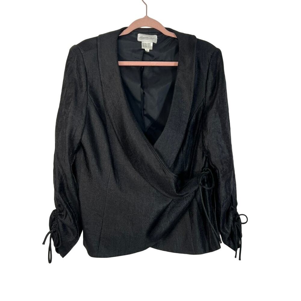 VTG Designer Peter Martin Black Iridescent Adjustable Cuff Ties Wrap Jacket 14